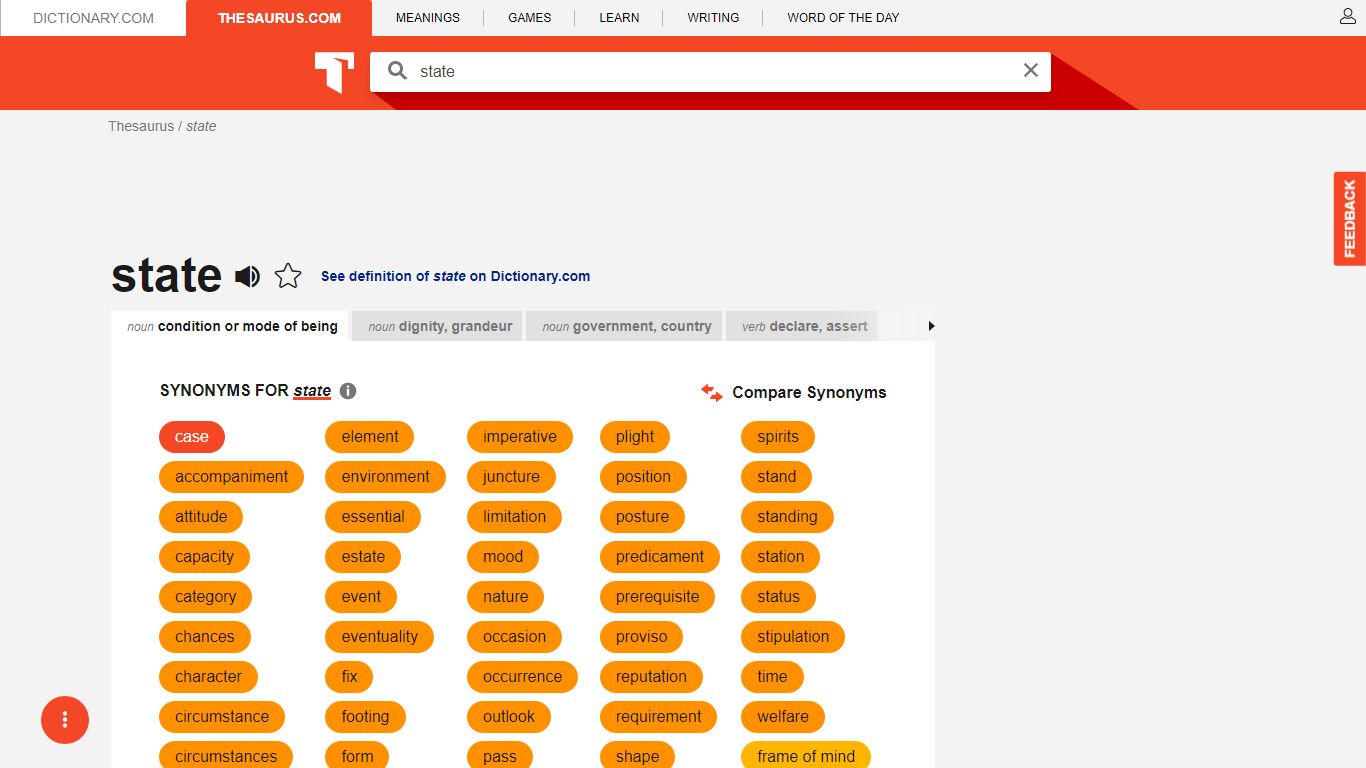 STATE Synonyms: 134 Synonyms & Antonyms for STATE - Thesaurus.com